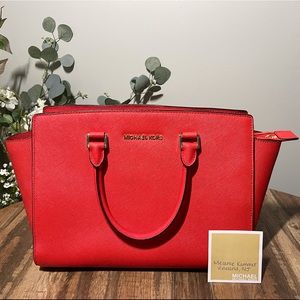 Michael Kors Selma Saffiano Leather Satchel Mandarin